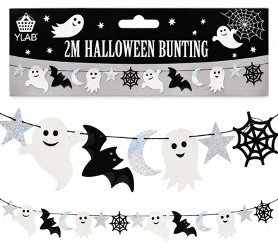 Halloween Wimpelkette, 2 m, Papier, Gespenster-Motiv