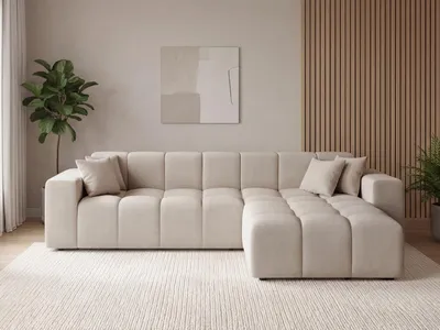 Produktbild von GrainGold Ecksofa L-Form Loopo Rechts- Moderne Ecksofa, Wohnzimmer Sofa - Eckcouch Beige (Komodo 11)