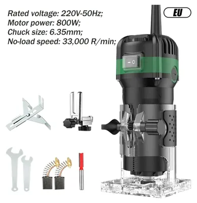 Obrázek produktu pro Frézka na dřevo – Elektrická frézka na hrany/ořezávač – Otáčky 33 000 ot./min – Frézování, řezání a gravírování – Sada – Červená