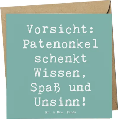 Produktbild von Mr. & Mrs. Panda Glückwunschkarte Spruch Patenonkel Wissen Spaß - Meeresbrise - Geschenk, anlasskarte, persönliche Erinnerungen, Patengeschenke, Familie, Humor, faltkarte