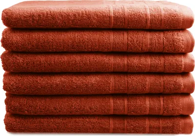 Produktbild von DoubleDry Luxor Gästehandtücher Set - 6 Teilig - 100% Baumwolle - 550 g/m² - Weich - 30x50 cm -   - Terracotta, Rot