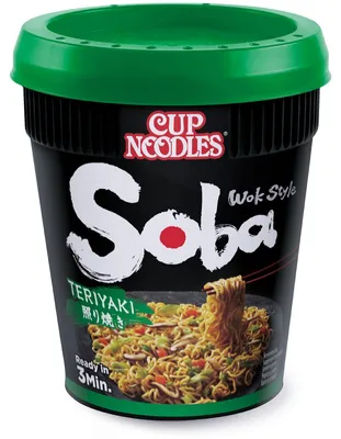 Zdjęcie produktu dla Nissin Soba Teriyaki, Błyskawiczna z kluskami typu noodle, 90 g, Pieczarkowa, Sos sojowy, 5 min, 214 kcal, 897 kJ