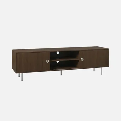 Immagine prodotto di Mobile TV vintage in legno e acciaio inossidabile 2 ante, 180cm, Noce