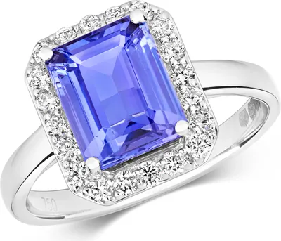 Produktbild von Wunderschöner 18 Karat (750) Weißgold Cluster Diamant Solitärring Brillant-Schliff 0.37 Karat HI - SI mit Tansanit, 50 (15.9); TRS29042RSK