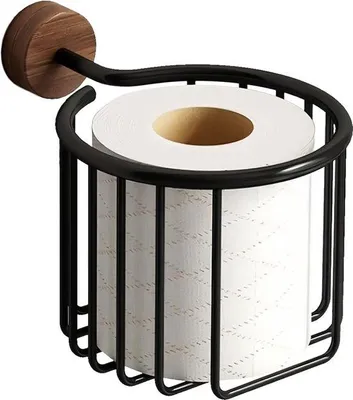 Produktbild von Famanu Toilettenpapierhalter ohne Bohren - Moderne Holzoptik mit Ablage