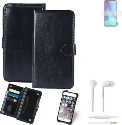 Produktbild von K-S-Trade 360° Hülle kompatibel mit Motorola Moto G Stylus inkl. Headphones schwarz Kunstleder Case BookCase WalletCase Kunstlederederhülle