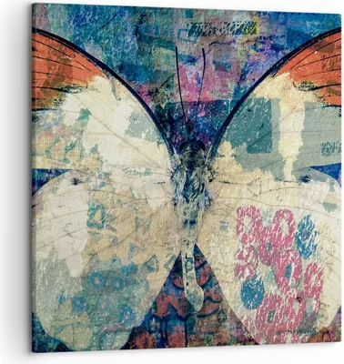 Produktbild von Bild auf Leinwand - Leinwandbild - Schmetterling Abstraktion - 50x50cm - Wand Bild - Wanddeko - Leinwanddruck - Bilder - Kunstdruck - Wanddekoration - Leinwand bilder - Wandkunst - AC50x50-3990