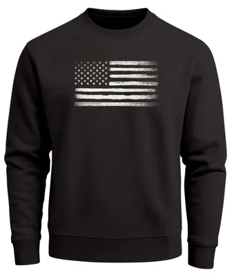 Produktbild von Sweatshirt Herren ohne Kapuze Frontprint American Flag Vintage Style Pullover mit Print Fashion Streetwear Neverless®