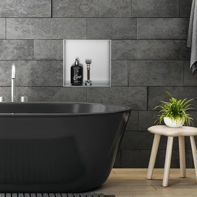 Obrázek produktu pro LuxeBath Nástěnná výklenek z nerezové oceli, 30x30x10 cm, stříbrný, bez okraje, obkladový výklenek pro koupelnové potřeby, sprchová polička, sprchový regál