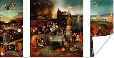 Produktbild von MuchoWow® Poster Versuchung des Heiligen Antonius - Gemälde von Hieronymus Bosch 160x80 cm - Foto Poster