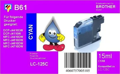 Produktbild von LC-125XLC TiDis Ersatzpatrone Cyan mit 1.200 Seiten Druckleistung nach ISO