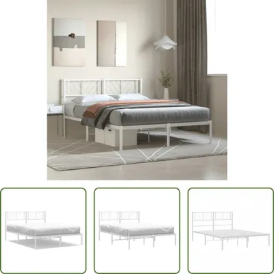 Produktbild von The Living Store Bettgestell mit Kopfteil Metall Weiß 140x200 cm