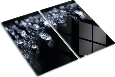 Obrázek produktu pro Kryt varné desky – Kryt na indukční desku – Ochranná skleněná deska – 2x30x52 cm – Skleněné ochranné desky na sporák – Odolná proti poškrábání a nárazům – Snadné čištění – Hygienická – Tvrzené sklo – Protiskluzové nožičky – Diamanty černé