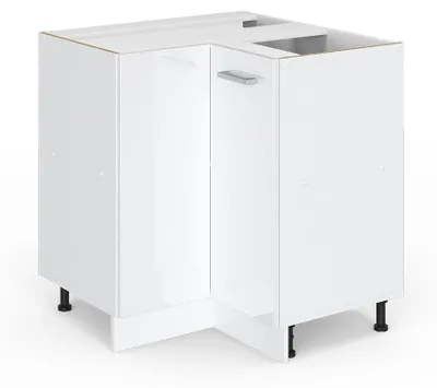 Zdjęcie produktu dla Uniwersalna szafka narożna Vicco R-Line Biały wysoki połysk 75.6 cm z drzwiami, bez blatu roboczego, Model 41997