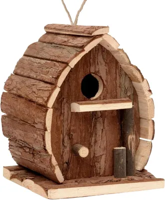 Productafbeelding van Vogelhuisje Hout - Vogelhuis Buiten - Vogels Nestelen - Met Voederruimte - 13.5 x 19.9 x 16.5 cm - Meerkleurig