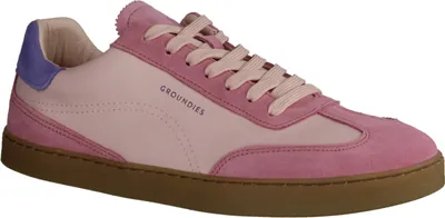 A single pink and purple sneaker is shown against a white background.