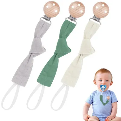 Produktbild von Schnullerkette Baumwolle 3 Stück für Mädchen und Jungen Grün