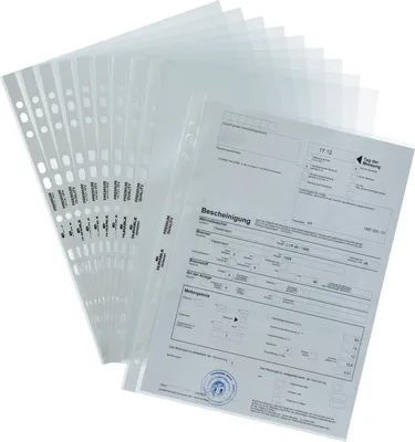 Produktbild von Prospekthülle A4 PP 80my Universallochung glasklar VE=10x100 Stück
