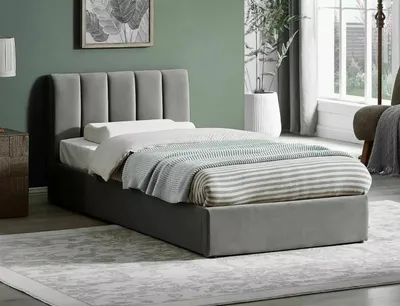 Zdjęcie produktu dla Łóżko tapicerowane MONTREAL VELVET 90x200 szare z pojemnikiem
