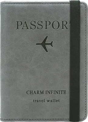 Produktbild von ASKSA ReisepasshueLle, Kunstleder SchutzhueLle Reisepass Mit RFID Blockier SchutzhueLle Impfausweis SchutzhueLle Tasche (Grau)