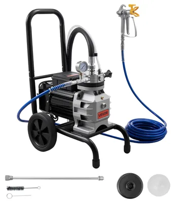 Immagine prodotto di Spruzzatore airless a membrana VEVOR da 1100 W, spruzzatore su ruote con pressione alta di 15,17 MPa, tubo flessibile ad alta pressione da 10 m, ago di pulizia e spazzola, per lavori di verniciatura fai-da-te in interni ed esterni