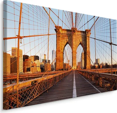 Produktbild von Fabelhafte Canvas LEINWAND BILDER 100x70 cm XXL Kunstdruck Brooklyn Bridge New York