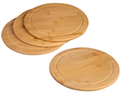 Produktbild von KESPER Fleischteller 4er Set, Bambus, -, mit Saftrille, ø 25 cm, 1,3 cm stark, robust & nachhaltig – 5844215