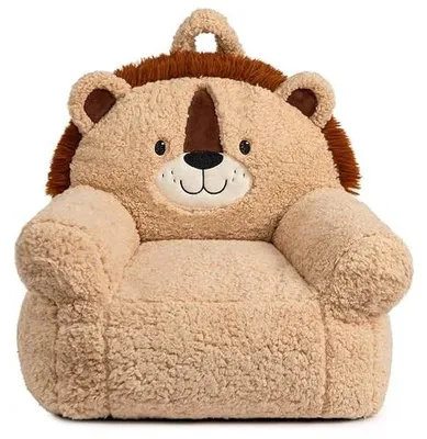 Zdjęcie produktu dla Sofa fotel dziecięcy szary lew sherpa dla chłopca dziewczynki