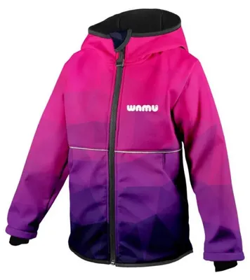 Produktbild von WAMU Mosaic Softshelljacke Kinder Jacke mit Kapuze – Pink / 104/110