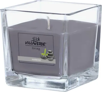 Produktbild von Villa Verde Duftkerze im Glas klar eckig Harmony, 8 x 8 x 8 cm