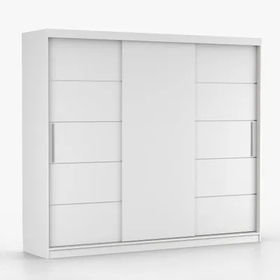 Produktbild von Schwebetürenschrank Alba 250 cm Weiß/Weiß, ohne Spiegel und LED.