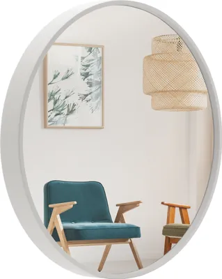 Produktbild von BD ART Wandspiegel Rund Spiegel 70 cm mit Weiß eleganter Holzrahmen