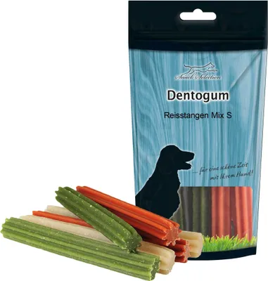Produktbild von 5x120g - Dentogum Reisstangen Mix S - ohne Zuckerzusatz - glutenfrei - ohne Fleisch - veggi