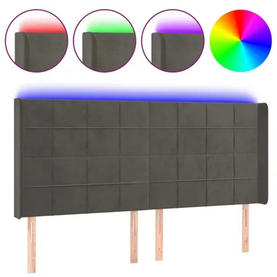 Produktbild von LED Kopfteil Dunkelgrau 163x16x118/128 cm Samt
