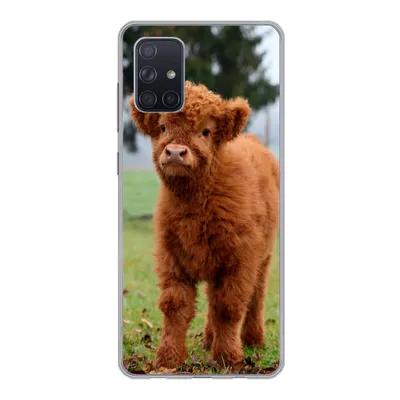 Produktbild von MuchoWow® Handyhülle Schutzhülle Hülle für Samsung Galaxy A51 5G Scottish Highlander - Kalb - Gras Silikon Softcase Handy Hülle - Abbildung