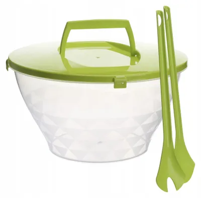 Produktbild von Galicja Salatschüssel 5L mit Deckel und Besteck Grün
