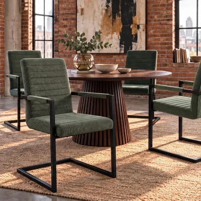 Produktbild von riess-ambiente Freischwinger LOFT grün schwarz Cord Eisen mit Armlehnen industrial