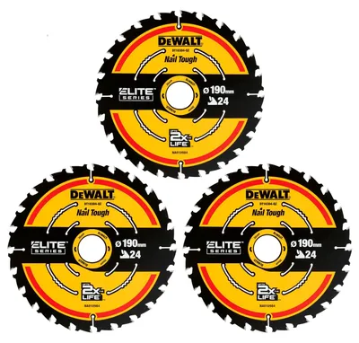 Produktbild von DEWALT ELITE 190mm 24Z Kreissägeblatt 3er-Pack Nail Tough, DT10399-QZ