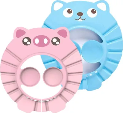 Produktbild von Duschhaube Kinder, Duschhaube Baby, Weiche Einstellbare Baby Duschhaube, mit Ohrenschutz Die Gesicht und Augen vor Wasser und Shampoo Schützt für Kleinkind Babypflege 2 Stücke)