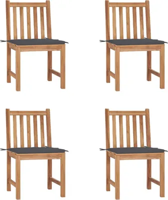 Produktbild von Cloris Designermöbel Gartenstühle 4er Set mit Kissen Massivholz Teak 2024 Neu