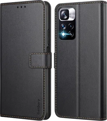 Produktbild von Xiaomi Redmi Note 11 Pro Plus+ Handyhülle Schwarz Leder Klapphülle mit Kartenfächern