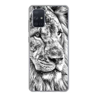 Produktbild von MuchoWow® Handyhülle Schutzhülle Hülle für Samsung Galaxy A51 5G Porträt - Löwe - Schwarz und weiß Silikon Softcase Handy Hülle - Abbildung