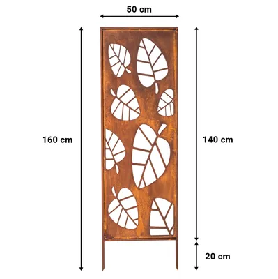 Zdjęcie produktu dla PANEL OGRODOWY DEKORACYJNY METALOWY 50 x 160 CM PŁOT KRZEWY OSŁONA TARASU ALTANY CORTEN
