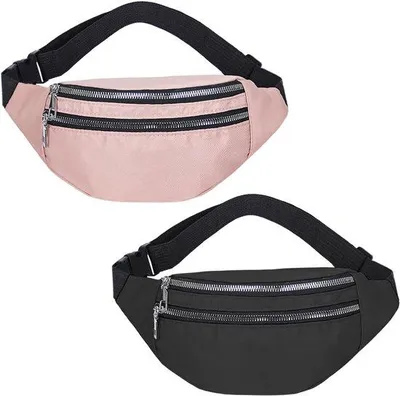 Imagen del producto de Ibenzoa® - Riñonera de nylon, impermeable y resistente, con 2 compartimentos con cremallera, correa ajustable, uni, ideal para el uso diario y los viajes