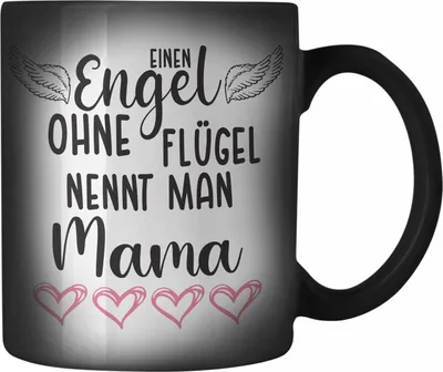 Produktbild von Trendation - Engel Ohne Flügel Nennt Man Mama Farbwechsel Zauber-Tasse Geschenk Spruch Liebevoll Beste Mutter Muttertag Muttertagsgeschenk (Schwarz)