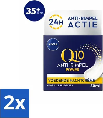 Produktbild von NIVEA - Nachtcreme - Q10 POWER Anti-Falten - Für jeden Hauttyp - Mit Q10 & Kreatin - 50 ml - Vorteilspack - 2 Stücke