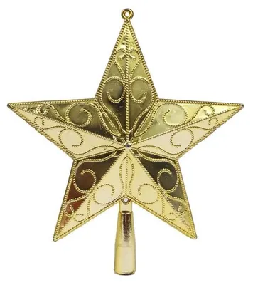 Image de Ornement de Noël - Forme d'étoile - Décoration pour sapin - Couleur or - 15,2 cm