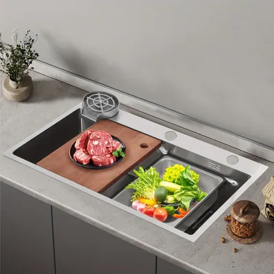 Produktbild von Spülbecken - Küchenspülbecken - Edelstahl-Waschbecken - Einbau-Spülbecken - Multifunktions-Spülbecken