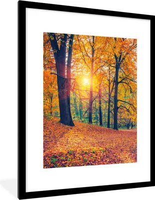 Produktbild von MuchoWow® Gerahmtes Poster Bäume - Herbst - Wald - Herbstliche Blätter 60x80 cm - Poster mit Schwarzem Bilderrahmen Wandposter Rahmen Foto Bilder - Wohnzimmer - Dekorationen - Prämie