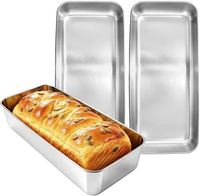 Productafbeelding van Set van 3 Roestvrijstalen Broodbakvormen - 33 x 15 x 6 cm